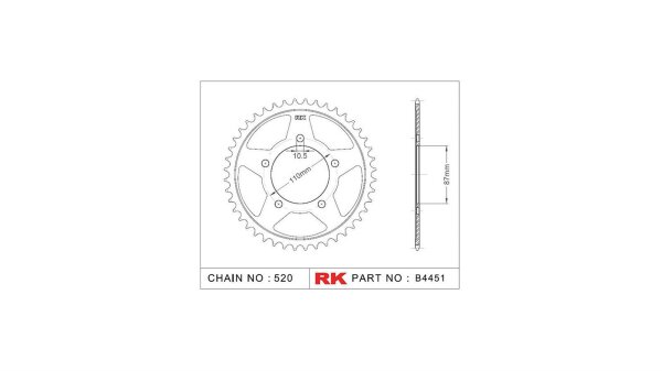 RK Kettenrad "4451" 520, Stahl, silber 39 Zähne