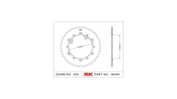 RK Kettenrad "4454" 520, Stahl, silber 51 Zähne