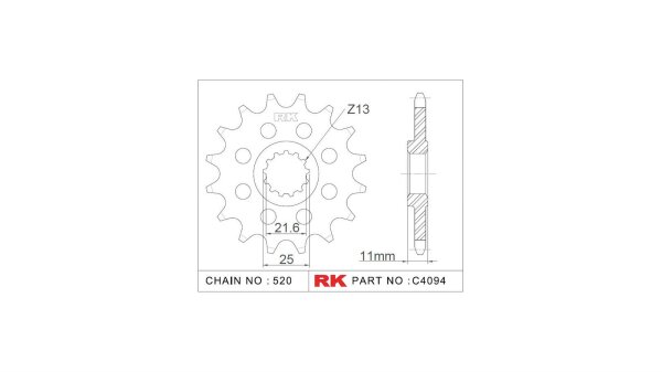 RK Antriebsritzel "4094-2Q" 520 Stahl Racing, für  15 Zähne