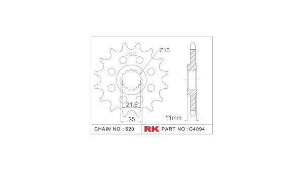 RK Antriebsritzel "4094-2Q" 520 Stahl Racing, für  17 Zähne