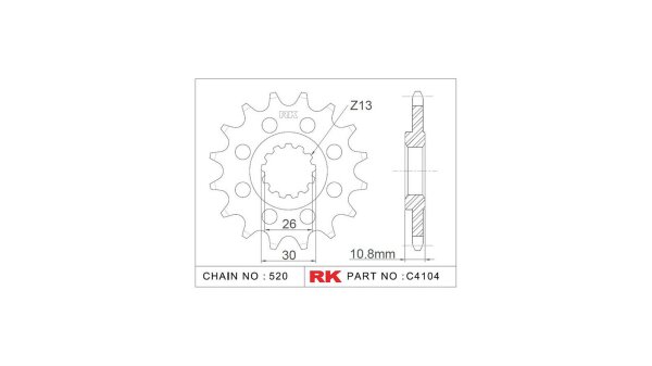 RK Antriebsritzel "4104-2Q" 520 Stahl Racing, für  17 Zähne, gewi