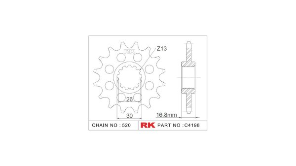 RK Antriebsritzel "4198" 520 Stahl Racing, für Umb 16 Zähne