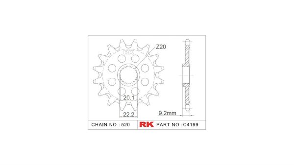 RK Antriebsritzel "4199-8Q" 520, Stahl, Offroad Ra 13 Zähne