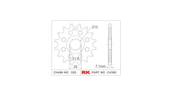 RK Antriebsritzel "4390-2Q" 520, Stahl Racing, gew 14 Zähne