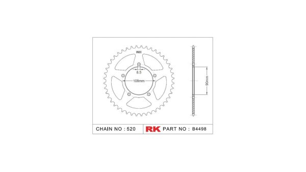RK Kettenrad "4498" 520, Stahl, silber 43 Zähne