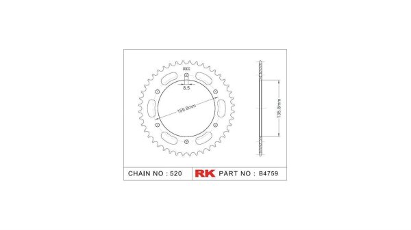 RK Kettenrad "4759" 520, Stahl, silber 43 Zähne