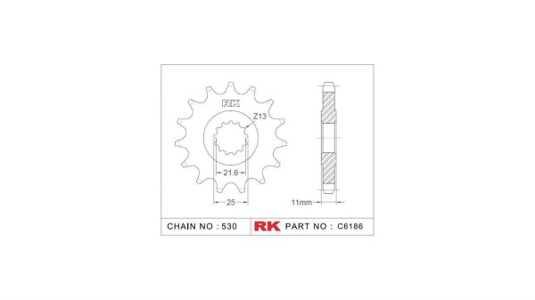 RK Antriebsritzel "6186" 530, Stahl 15 Zähne