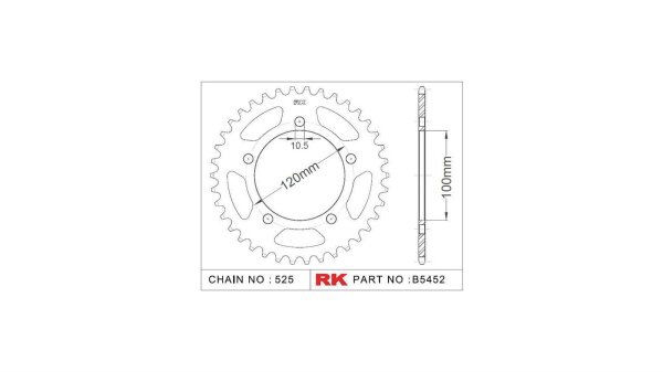 RK Kettenrad "5452" 525, Stahl, silber 41 Zähne