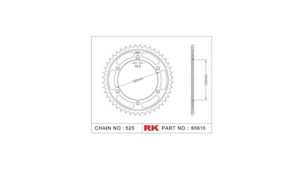 RK Kettenrad "5610" 525, Stahl, silber 42 Zähne