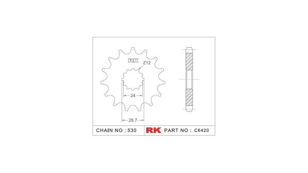 RK Antriebsritzel "6420" 530, Stahl 18 Zähne