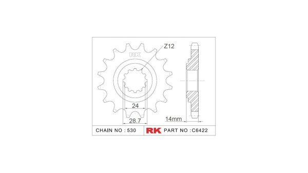 RK Antriebsritzel "6422" 530, Stahl 17 Zähne