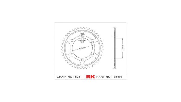 RK Kettenrad "5898" 525, Stahl 43 Zähne