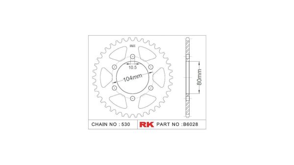 RK Kettenrad "6028" 530, Stahl, silber 38 Zähne