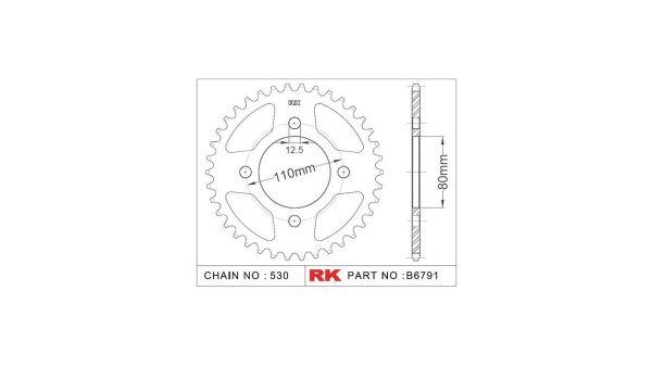 RK Kettenrad "6791" 530, Stahl, silber 40 Zähne