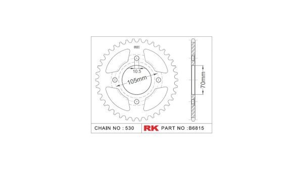 RK Kettenrad "6815" 530, Stahl, silber 38 Zähne