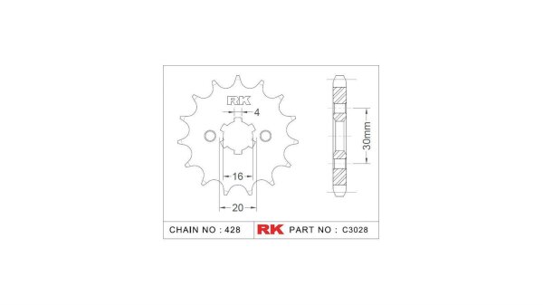 RK Antriebsritzel "3028" 428, Stahl 16 Zähne