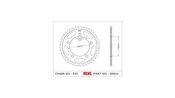 RK Kettenrad "6834" 530, Stahl, silber 42 Zähne