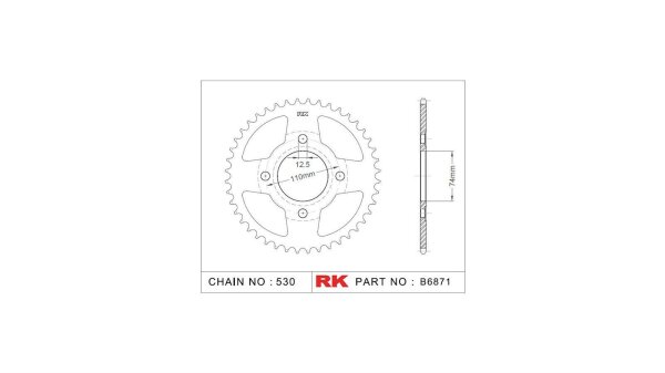RK Kettenrad "6871" 530, Stahl, silber 39 Zähne