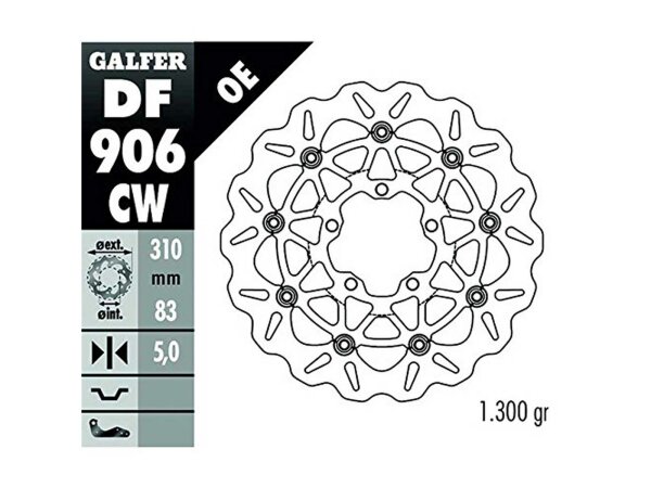 GALFER Wave Bremsscheibe "DF906", CW - Schwimmend, Alu Center (KBA), vorne