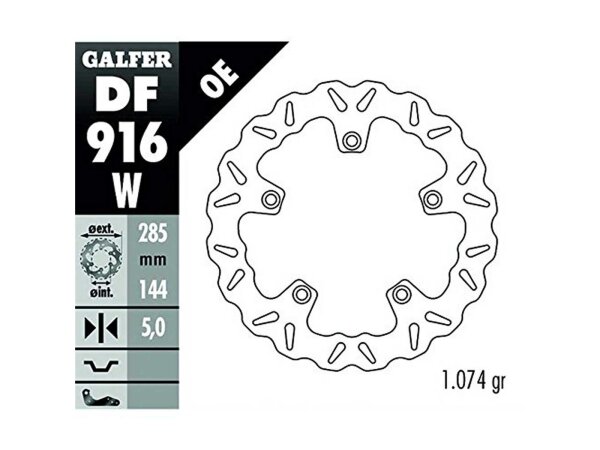 GALFER Wave Bremsscheibe "DF916", W - starr, (KBA), hinten