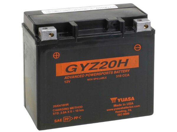 Batterie "YTX20H-BS", Yuasa, AGM, wartungsfrei, versiegelt, startverstärkt, rüttelfest