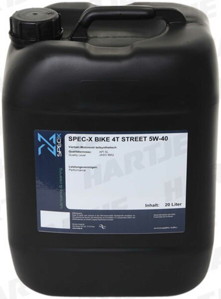 SPEC-X Motoröl "Bike 4T Street", 5W-40, 4-Takt, HC-Synthese, Speziell für den Einsatz in 4-Takt Motorrädern mit nass lau