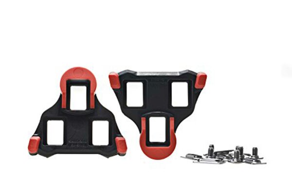SHIMANO SPD-SL-Pedalplatte "SM-SH10", SB-verpackt, Bindung ohne Bewegungsfreiheit, mit Schrauben, schwarz/rot, für SPD-SL Pedale