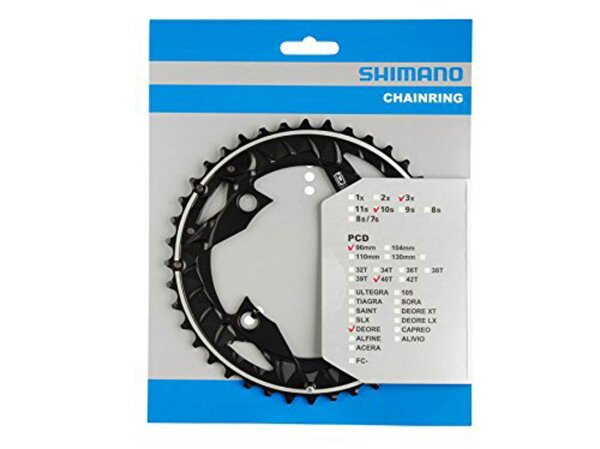 SHIMANO Kettenblatt "Deore FC-M670", 4-Arm, 96mm Lochkreis, 3-/10-fach, SB-verpackt, silber, 40Z.
