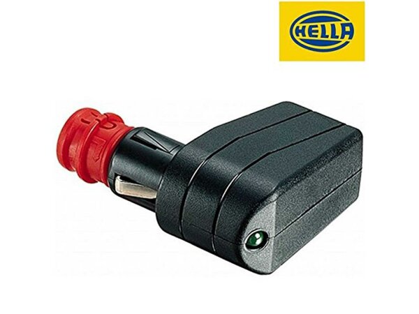 HELLA Winkelstecker,  Universal, mit integrierter 7,5A ATO-Flachstecksicherung und Funktionskontrolle mittels Leuchtdiod