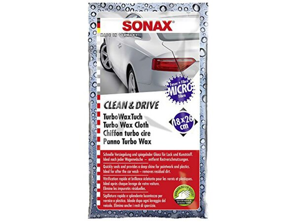 SONAX Lackversiegelungstuch "Clean & Drive TurboWax", Microfasertuch in Verbindung mit speziellen Pflegekomponenten, auß