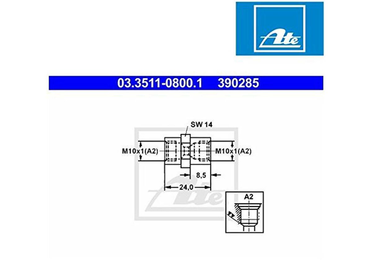 AERZETIX Gewindeadapter C42541 - Bremsleitungsverbinder 10x1.25 Auf 10x1.25mm