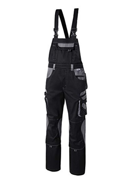 PIONIER Latzhose "Tools", 65% Polyester, 35% Baumwolle, Hochgezogener Nierenschutz, Stretcheinsatz, verstellbare Träger,