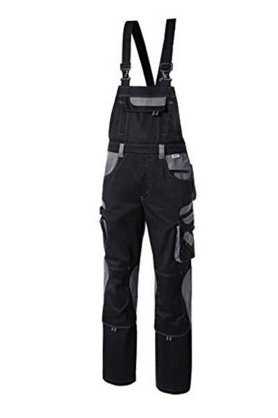 PIONIER Latzhose "Tools", 65% Polyester, 35% Baumwolle, Hochgezogener Nierenschutz, Stretcheinsatz, verstellbare Träger,