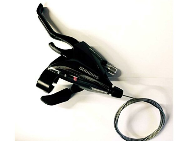 SHIMANO Schalt-/Bremshebel "ST-EF 65" Mod.12, Für V-Brake, mit optischer Ganganzeige, 2-Finger, 3-fach links, schwarz