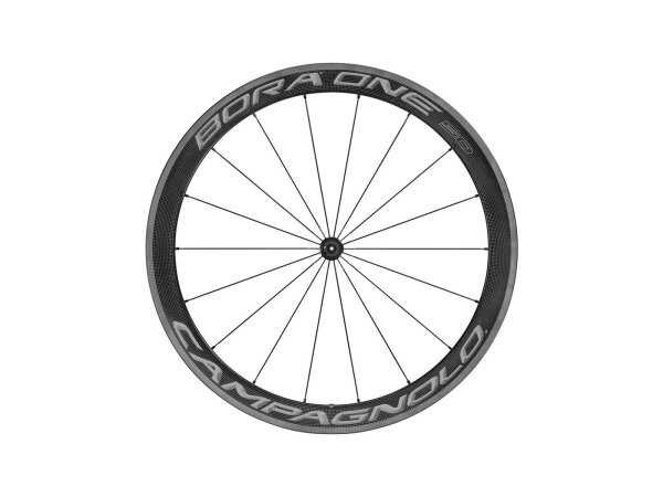 CAMPAGNOLO Renn-Laufrad "Bora One 50 Dark", 50mm Voll-Carbonfelgen, 24,2mm breit, Vorderrad 18 Nirosta Aero Speichen sch