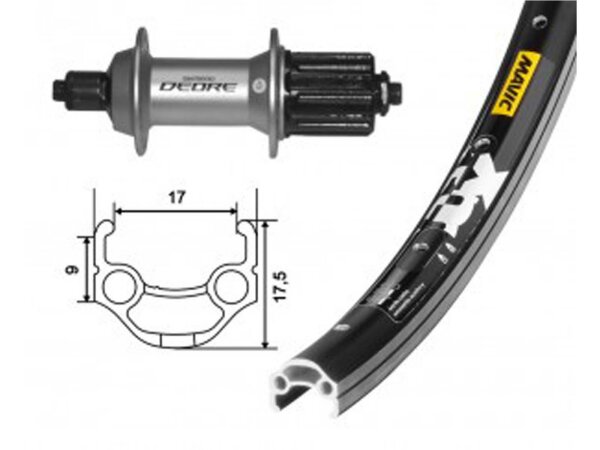 H-Rad 26x1.75Deore Kass.8/9f.silb.SSP36L Mavic XM 117   schwarz   Niro-Speichen