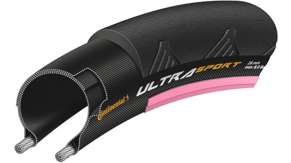 Reifen Conti Ultra Sport II faltbar 28" 700x23C 23-622 schwarz/pink Skin