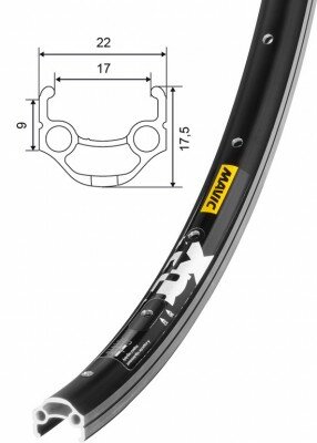 Felge Mavic XM 117 26" schwarz 559-17 VL 8,5 36 Loch, ohne Ösen