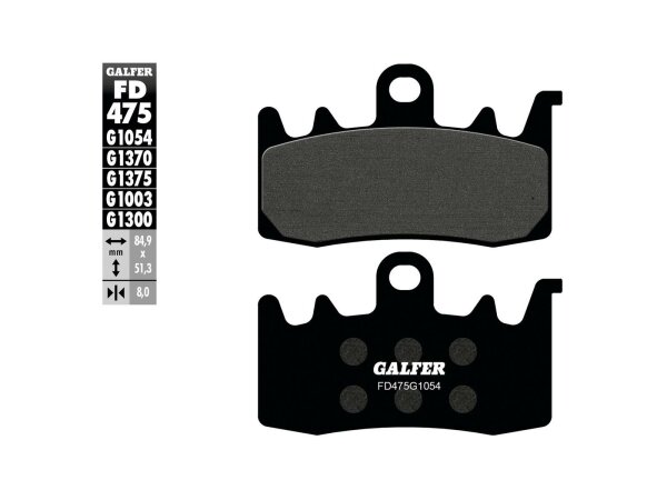 GALFER Bremsbelag &quot;FD475&quot;, Satz, G1054, Organisch Stra&szlig;e, mit AB