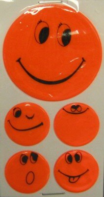 reflexaufkleber-set smily selbstklebend orange, 1x ø 5cm, 4x ø 2,5cm