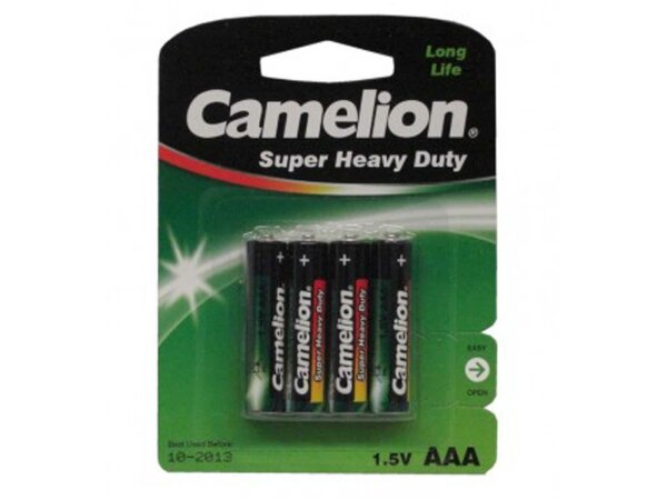 batterie camelion green micro r03 4 st&uuml;ck, zink-chlorid, 1,5v 550 mah, aaa