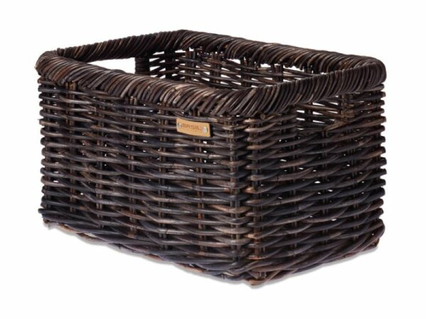 BASIL H.R.-Korb "Noir L", Aus Kunststoff-Rattan, Tragegriffe, ge