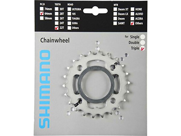 SHIMANO Kettenblatt "FC-M442", 4-Arm, 104/64mm Lochkreis, 3-/9-f