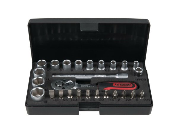 KS-TOOLS Steckschl&uuml;sselsatz, 1/4&quot;, 6-kant, 26-tlg., Vierkantantr