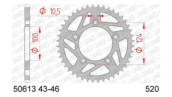 AFAM Kettenrad "50613" 520, Stahl, schwarz 46 Zähne