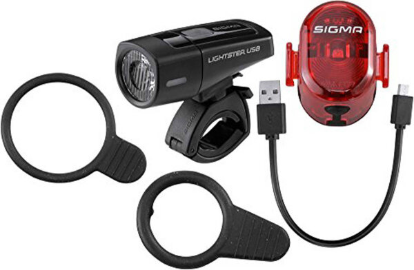 SIGMA SPORT Akku-LED-Leuchtenset "Lightster USB/Nugget 
