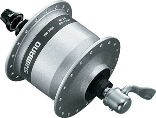 VR-Nabendynamo Shimano A-DH3N30 3W 100mm, 36 Loch, silber, SNSP