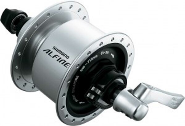vr-nabendynamo shimano alfine dhs501 100mm, 36 loch, silber, centerlock, snsp