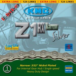 Kette KMC Z 1HX für Nabenschaltung 1/2 x 3/32", 128 Glieder, 7,8mm, silber