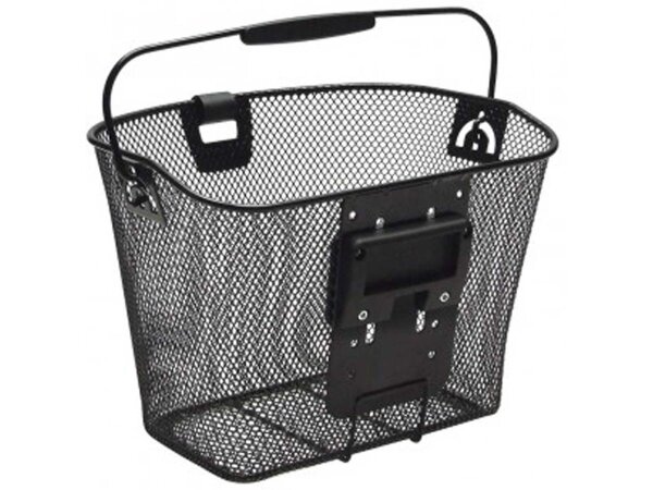 vorderradkorb klickfix uni schwarz 35x26x25cm, engmaschig, mit lampenclip